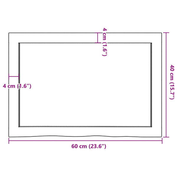 Unbehandelte Tischplatte Tatjana 60x40x(2-6)cm (Massivholz Eiche)