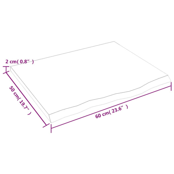 Unbehandelte Tischplatte Tatjana 60x50x2cm (Massivholz Eiche)
