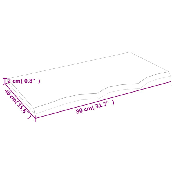 Unbehandelte Tischplatte Tatjana 80x40x2cm (massive Eiche)