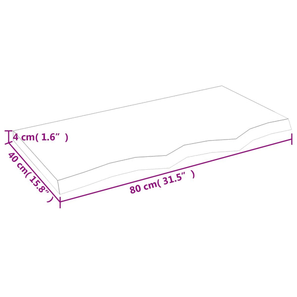 Unbehandelte Tischplatte Tatjana 80x40x(2-4)cm (vollmassive Eiche)