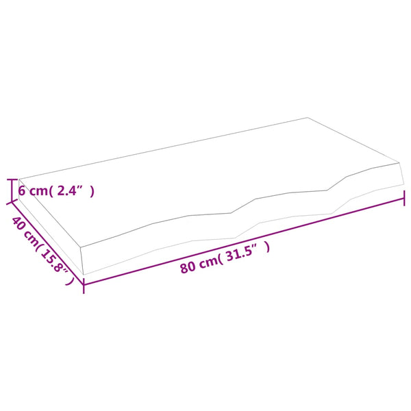 Unbehandelte Tischplatte Tatjana 80x40x(2-6)cm (Massiv Eiche)