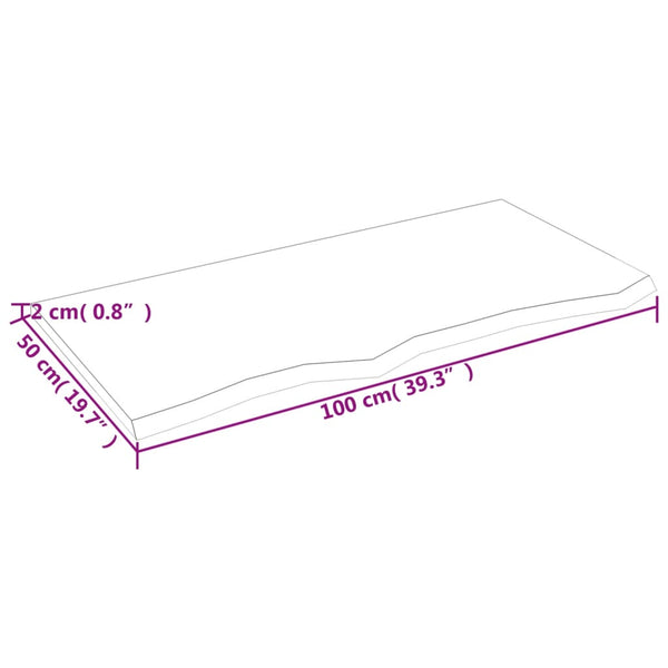 Unbehandelte Tischplatte Tatjana 100x50x2cm (Massivholz Eiche)
