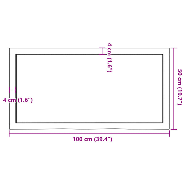 Unbehandelte Tischplatte Tatjana 100x50x(2-6)cm (Massivholz Eiche)