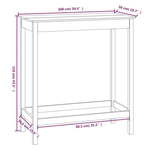 Bartisch Taisa 100x50x110cm (Kiefer)