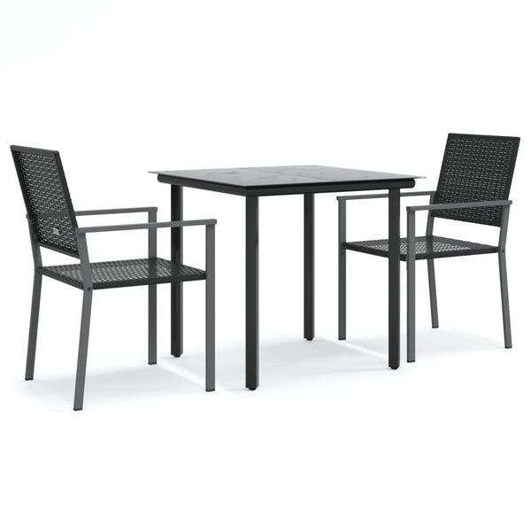 3-teiliges Outdoor-Esszimmer-Set Nicullina (Polyrattan und Stahl)