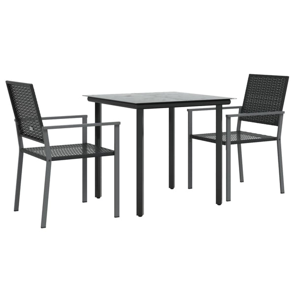 3-teiliges Outdoor-Esszimmer-Set Nicullina (Polyrattan und Stahl)