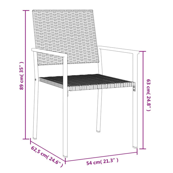 3-teiliges Outdoor-Esszimmer-Set Nicullina (Polyrattan und Stahl)