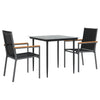 Schwarze 3-teilige Outdoor-Essgruppe Catarin (Stoff und Stahl)