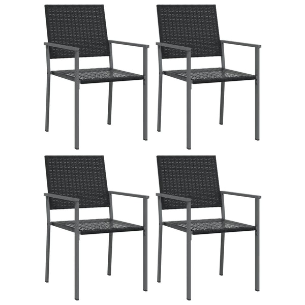 Schwarze Gartenstühle Handor 54x62,5x89cm (4 Stk. Polyrattan)