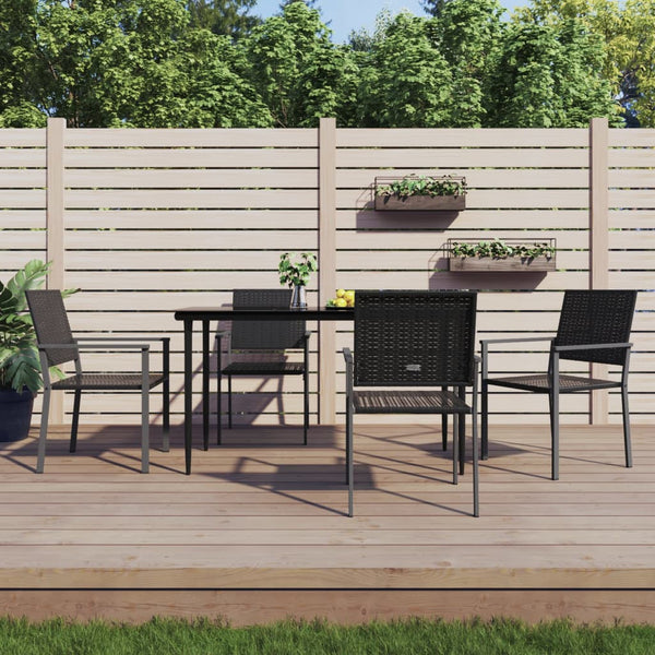 Schwarze Gartenstühle Handor 54x62,5x89cm (4 Stk. Polyrattan)
