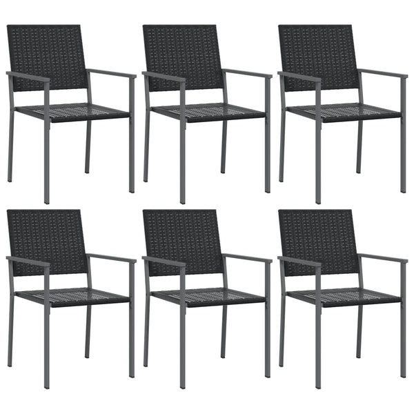 Schwarze Gartenstühle Handor 54x62,5x89cm (6 Stück Polyrattan)