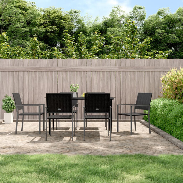 Schwarze Gartenstühle Handor 54x62,5x89cm (6 Stück Polyrattan)