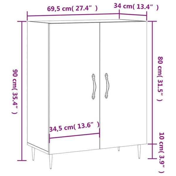 Kommode Merryem 69,5x34x90cm betonggrau (Holz)