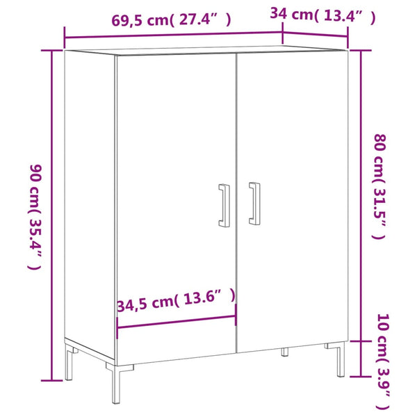 Betongraues Sideboard Visovschi 69,5x34x90cm (Holz)