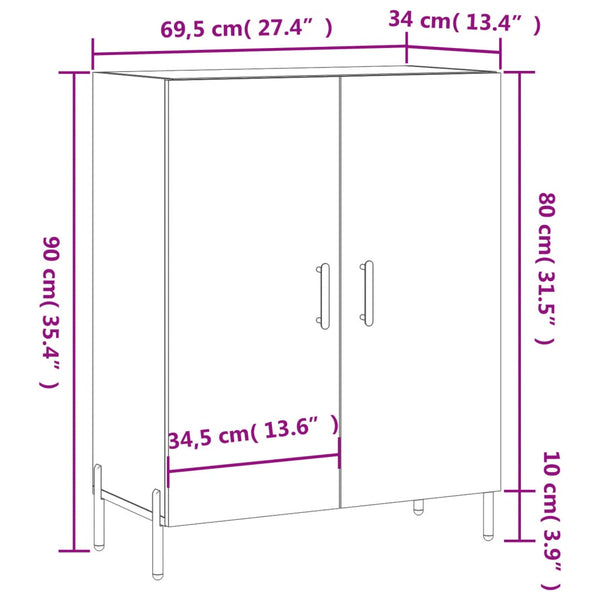 Graues Sideboard Artaxese 69,5x34x90cm (Holz)