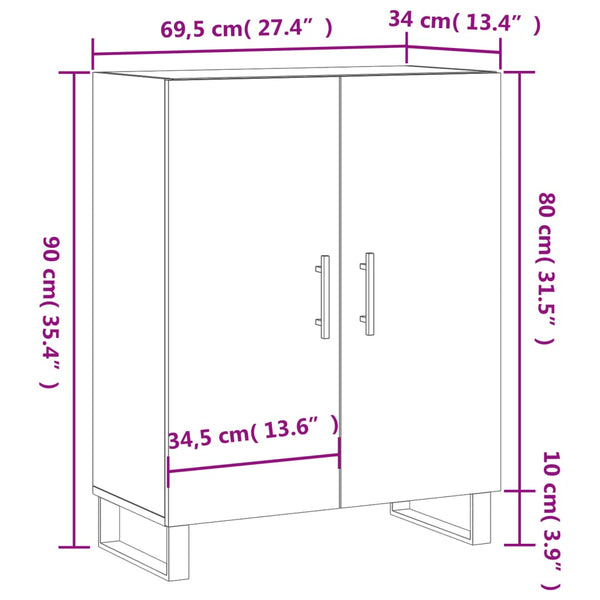 Weißes Sideboard Cazazian 69,5x34x90cm (Holz)
