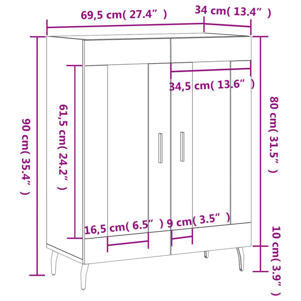 Graues Sideboard Hrubecz 69,5x34x90cm (Holz)