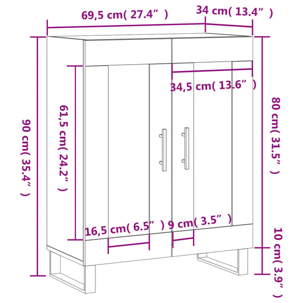 Sideboard Callum 69,5x34x90cm, Betonoptik (Holz)