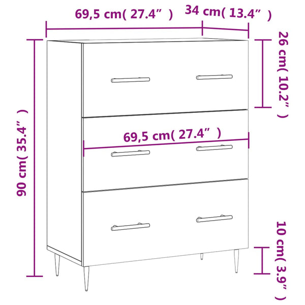 Graues Sideboard Serbu 69,5x34x90cm (Holz)