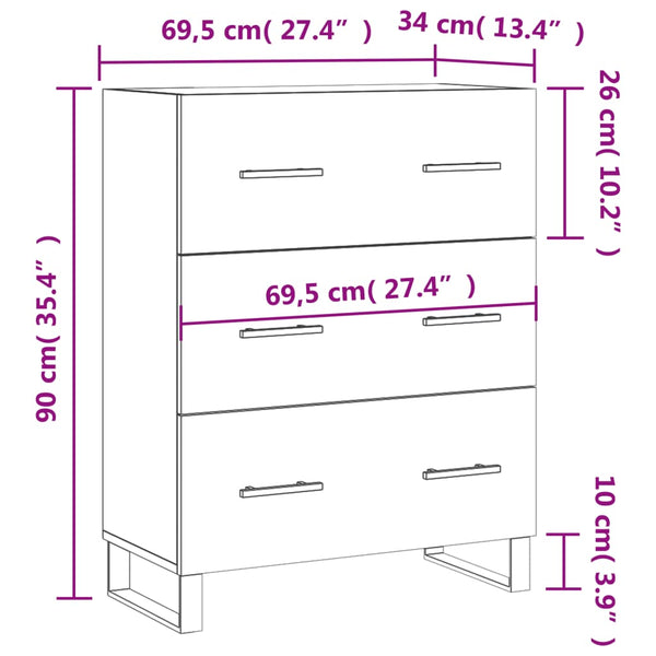 Graues Sideboard Panina 69,5x34x90cm (Holz)
