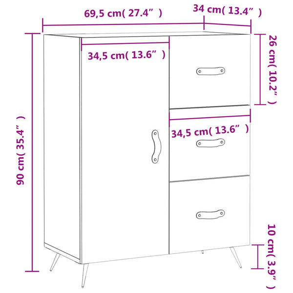 Räuchereiche-Sideboard Euterpia 69,5x34x90cm (Holz)