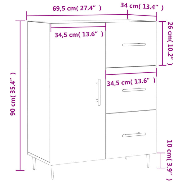 Graues Sideboard Ginas 69,5x34x90cm (Holz)