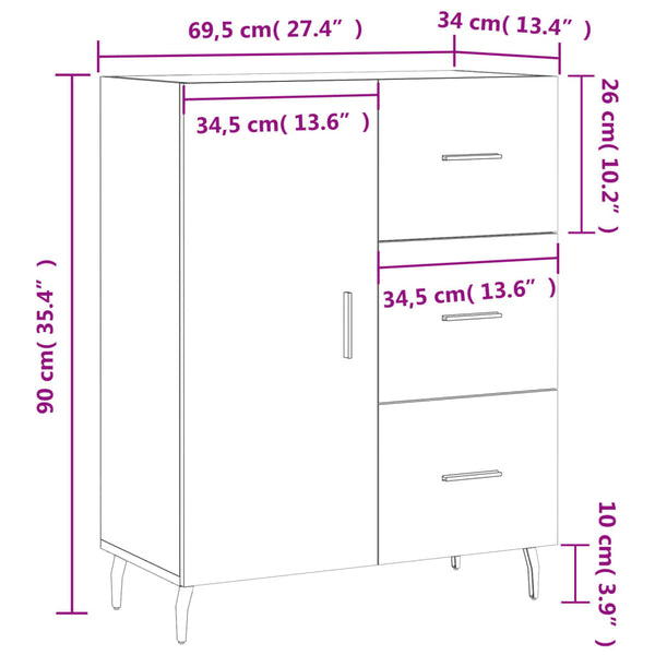 Weißes Sideboard Miloslava 69,5x34x90cm (Holz)