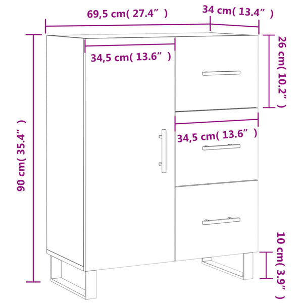 Weißes Sideboard Samiercurea 69,5x34x90cm (Holz)