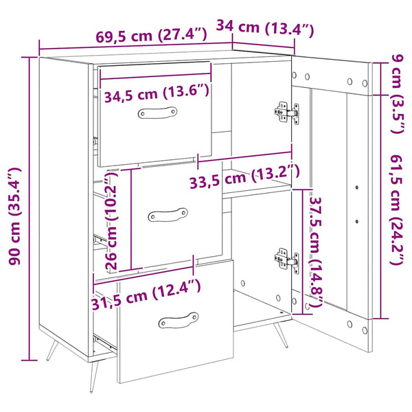 Sideboard Luci in Betonoptik 69,5x34x90cm (Holz)
