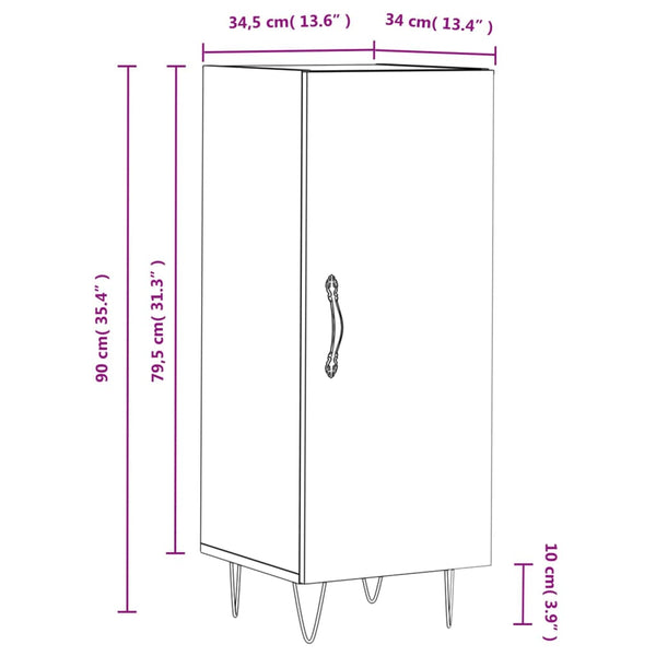 Schwarzes Sideboard Egido 34,5x34x90cm (Holz)