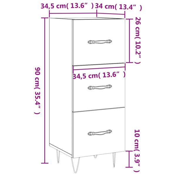 Ablageschrank Ciolac aus Räuchereiche 34,5x34x90cm (Holz)