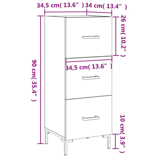Betongraues Sideboard Garyfalia 34,5x34x90cm (Holz)