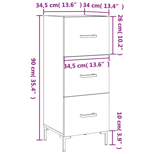 Graues Sideboard Garyfalia 34,5x34x90cm (Holz)