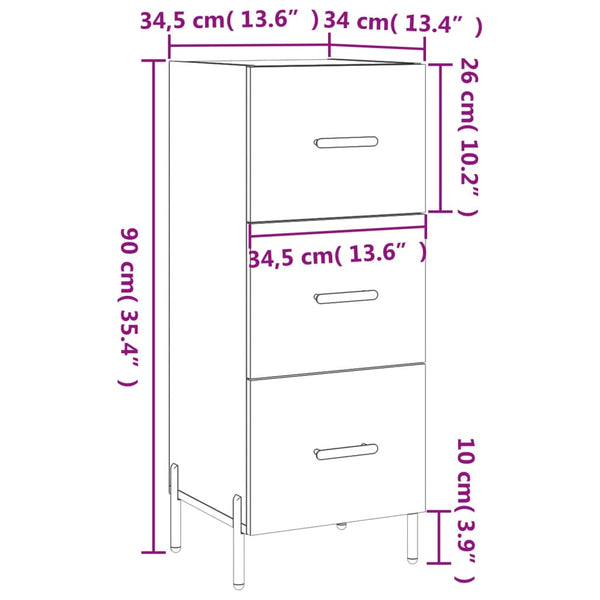 Räuchereiche Sideboard Tvetanca 34,5x34x90cm (Holz)