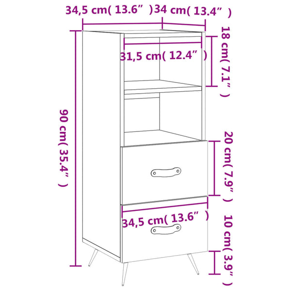 Schwarzes Sideboard Ruthie 34,5x34x90cm (Holz)