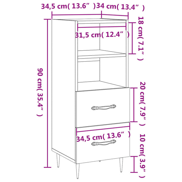 Sideboard Ciopata, weiß 34,5x34x90cm (Holz)
