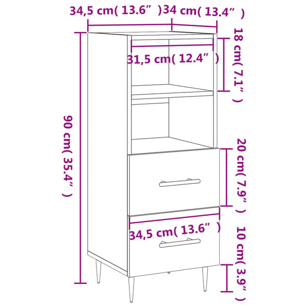 Kommode Lize 34,5x34x90 cm, Betongrau (Holz)