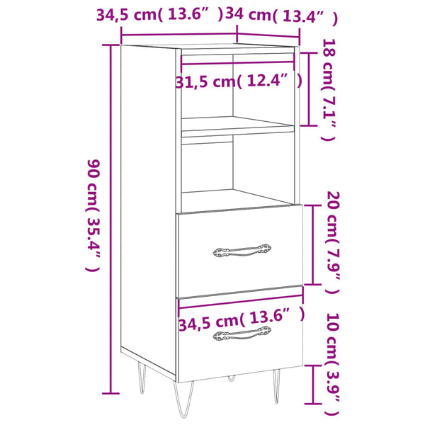 Weißes Sideboard Biri 34,5x34x90cm (Holz)