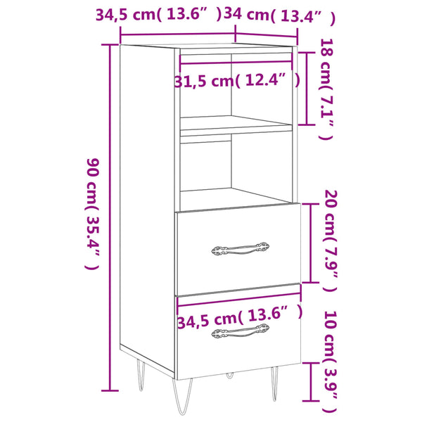 Betongraue Kommode Biri 34,5x34x90cm (Holz)