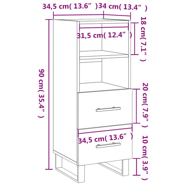 Sideboard Martita betongrau 34,5x34x90cm (Holz)