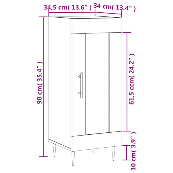Betongraues Sideboard Gogoncea 34,5x34x90cm (Holz)