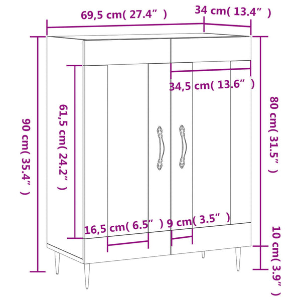 Kommode Fabia aus Beton-Grau 69,5x34x90cm (Holz)