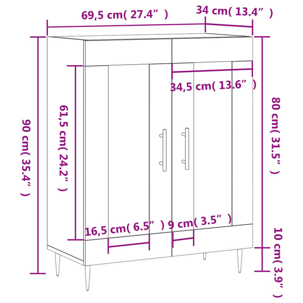 Sideboard Ghiorghiu in Betongrau 69,5x34x90cm (Holz)