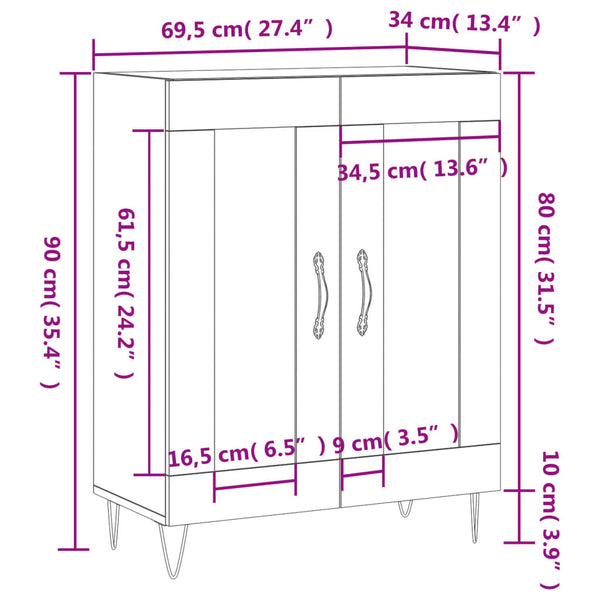 Weißes Sideboard Crucilina 69,5x34x90cm (Holz)