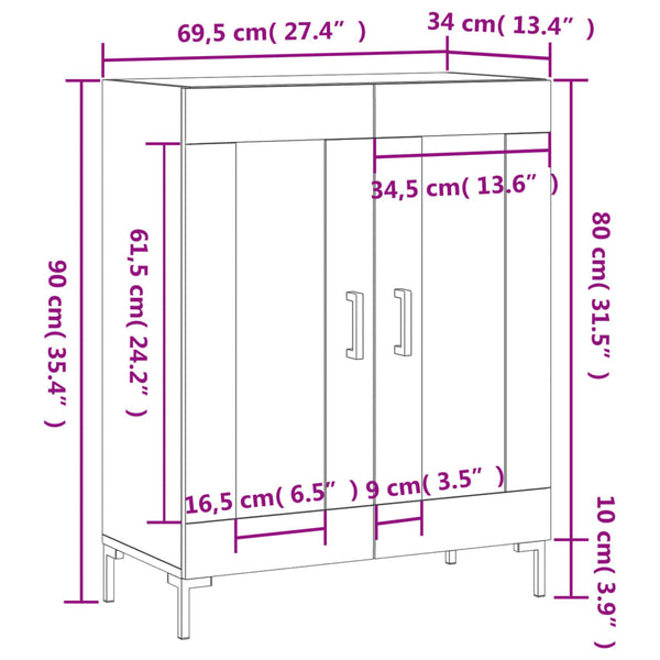 Weißes Sideboard Nidal 69,5x34x90cm (Holz)