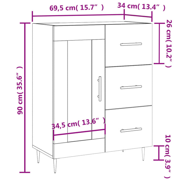 Betongraues Sideboard Ghiulmaber 69,5x34x90cm (Holz)