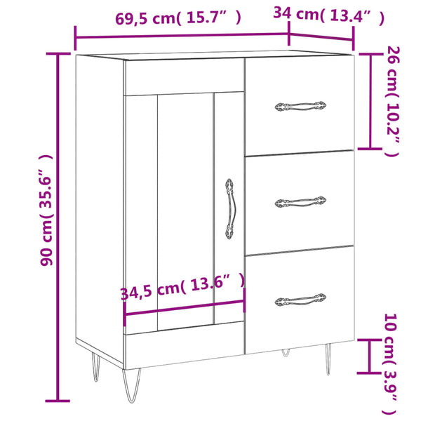 Sideboard Gloria, betongrau, 69,5x34x90cm (Holz)