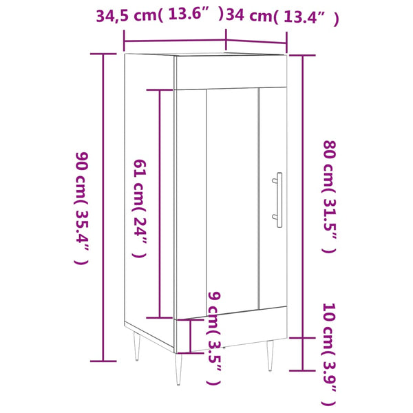 Betongraues Sideboard Dineh 34,5x34x90cm (Holz)