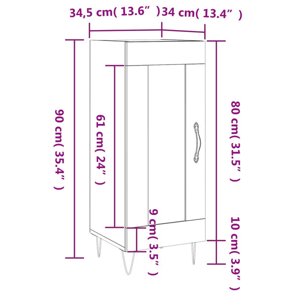 Betongraues Sideboard Hunor 34,5x34x90cm (Holz)
