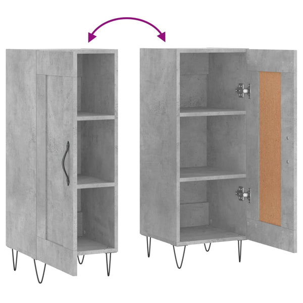 Betongraues Sideboard Hunor 34,5x34x90cm (Holz)